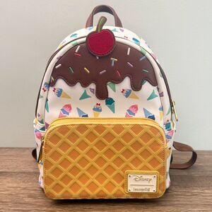 Loungefly Disney Princess Ice Cream Cones Mini Backpack Waffle Cone Cherry EUC